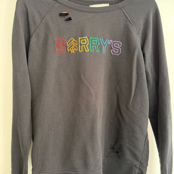 BARRYS BOOTCAMP DISTRESSED PRIDE RAINBOW BLACK SWEATSHIRT SZ LARGE - Picture 1 of 2